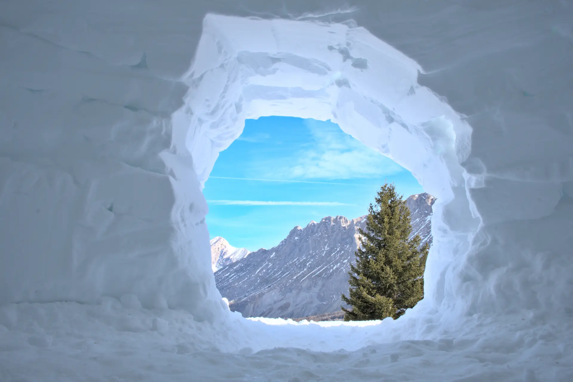 Interno igloo di neve